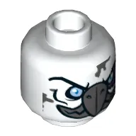 Minifig Head Voom Voom, Vulture with Dark Bluish Gray Beak and Mouth, Light Blue Eyes and Purple Sinew Patches Print [Hollow Stud]