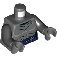Torso Armor with Dark Purple Belt with Gray Clasp Print, Black Arms, Dark Bluish Gray Hands
