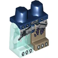 Hips and Dark Tan Left Leg, Trans-Light Blue Right Leg with Gray Armor, Purple Sinew Patches and White Claws Print