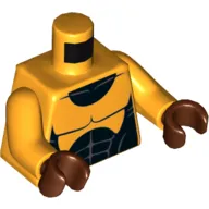 Torso Muscles Outline with Black Suit Print, Bright Light Orange Arms, Reddish Brown Hands