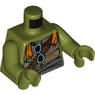 Torso Turtle Shell with Dark Brown Belts, Sunglasses and Orange Scarf Print, Olive Green Arms and Hands