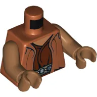 Torso Robe, Dark Tan Belt and Reddish Brown Undershirt Print (Ithorian Jedi), Medium Nougat Arms and Hands