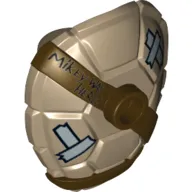 Minifig Neckwear Turtle Shell with Stud with Dark Brown Horizontal and Diagonal Belt with Words 'Mikey was Here!' and Silver Patches Print