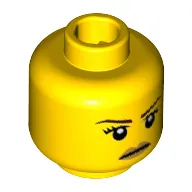 Minifig Head Battle Goddess, Eyebrows, Eyelashes, White Pupils and Gold Lips Stern Print [Hollow Stud]