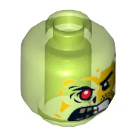 Minifig Head Acid Adam, Split Face Angry, Yellow Left Side, Burned Right Side with Red Eye Print [Hollow Stud]
