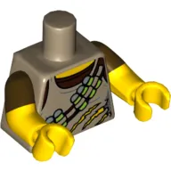 Torso, Dual Molded Arms, Tank Top, Torn with Ammunition Belt over Dark Brown Shirt Print, Dark Brown Sleeves Pattern, Yellow Arms and Hands