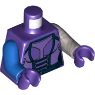 Torso, Odd Arms, Armor with Dark Blue Belt Print, Left Flat Silver Arm, Right Blue Arm, Dark Purple Hands