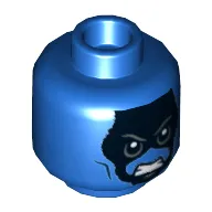 Minifig Head Ronan The Accuser, Black Face, Gray Eyebrows, Angry, Mouth Closed / Clenched Teeth Print