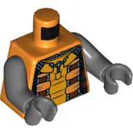 Torso Spacesuit with Brown and Orange Straps and Green Light on Reverse Print, Dark Bluish Gray Arms and Hands