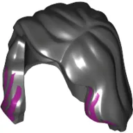 Hair Mid-Length with Part over Right Shoulder and Magenta Highlights Print