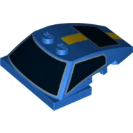 Wedge Curved 5 x 4 x 1 1/3 with 2 x 4 Base with Black Windows and Yellow Stripe Print