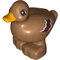Duplo Animal Duck with Bright Light Orange Bill and Brown Feathers Print