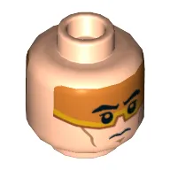 Minifig Head Clone Pilot, Dual Sided, Orange Visor, Eyebrows, Determined / Angry Print [Hollow Stud]