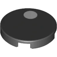 Tile Round 2 x 2 with Bottom Stud Holder with White Dot Print