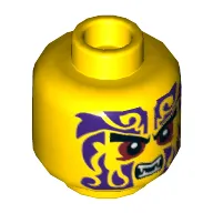 Minifig Head Chope, Eyebrows, Red Eyes, Purple Tattoo, Open Mouth with Fangs Print