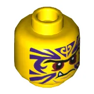 Minifig Head Zugu, Eyebrows, Red Eyes, Purple Tattoo, Fang Print