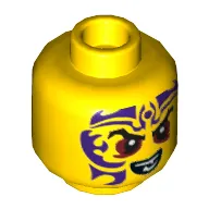 Minifig Head Kapau, Eyebrows, Red Eyes, Purple Tattoo, Evil Smile Print [Hollow Stud]