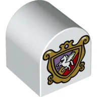 Duplo Brick 2 x 2 x 2 Curved Top with Coat of Arms Flying Horse Print