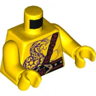 Torso Bare Chest Muscles, Purple Snake Tattoo, Snake Buckle, Shoulder Strap / Scar on Back Print, Yellow Arms and Hands