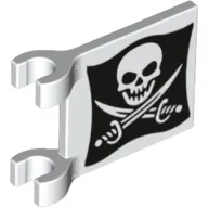 Flag 2 x 2 Square [Thick Clips] with Skull and Crossed Cutlasses (Jolly Roger) Print