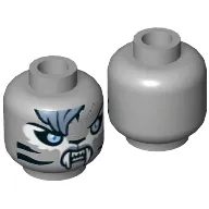 Minifig Head Sibress, Tigress with Fangs, Stripes, Sand Blue Fur and Light Blue Eyes Print [Hollow Stud]