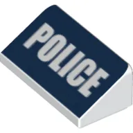 Slope 30° 1 x 2 x 2/3 with White 'POLICE' on Dark Blue Background Print