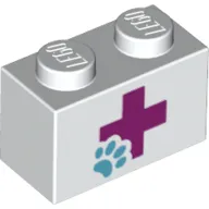 Brick 1 x 2 with Red Cross and Animal Paw Print