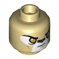 Minifig Head Warrior, Dual Sided, Lion with Orange Eyes and Dark Brown Nose, Neutral / Stern Print [Hollow Stud]