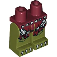 Hips and Olive Green Legs with Dark Red Loincloth, Bone Belt, Cord with Teeth and White Claws Print