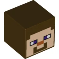 Minifig Head Special, Cube with Minecraft Steve Light Nougat Face Print