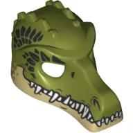 Mask Crocodile with Teeth, Tan Lower Jaw and Dark Green Scales Print