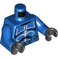 Torso Armor Clone Trooper with White Senate Commando Captain Markings with Belt with Pockets Print, Blue Arms, Black Hands