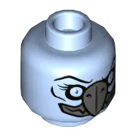 Minifig Head Vultrix, Vulture with Dark Bluish Gray Beak and Mouth and Light Blue Eyes Print [Hollow Stud]