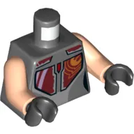 Torso Armor Plates with Red, Orange and Silver Print (Sabine Wren), Light Nougat Arms, Black Hands