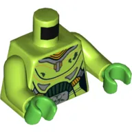 Torso Silver and Gold Space Armor with Green Dirt and Belt Buckle with Ultra Agents Toxic Logo Print, Lime Arms, Bright Green Hands