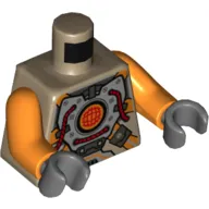 Torso Silver Body Armor with Orange Straps Print, Orange Arms, Dark Bluish Gray Hands