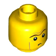 Minifig Head President Business, Brown Unibrow and Cheek Lines, White Pupils, Mouth Open Smiling / Small Frown Print
