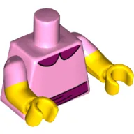 Torso, Dual Molded Arms, Magenta Collar and Belt Print, Bright Pink Sleeves Pattern, Yellow Arms and Hands