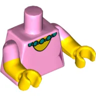 Torso, Dual Molded Arms, Round Neck with Pearl Necklace Print, Bright Pink Sleeves Pattern, Yellow Arms and Hands