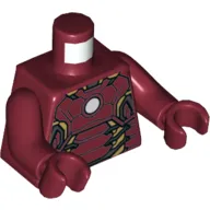 Torso Armor with White Circle and Gold Plates (Mark 43) Print (Iron Man), Dark Red Arms and Hands