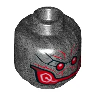 Minifig Head Ultron, Dual Sided, Red Eyes and Mouth Print [Hollow Stud]