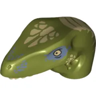 Animal Body Part, Dinosaur, Raptor Head with Tan Teeth and Tan and Sand Blue Marks Print