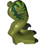 Animal Body Part, Dinosaur, Raptor Leg, Right, with Pin, Black Claws and Dark Green Stripes over Lime Print