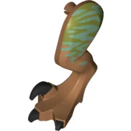 Animal Body Part, Dinosaur, Raptor Leg, Left, with Pin, Black Claws and Medium Azure Stripes over Olive Green Print