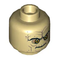 Minifig Head Palpatine (Emperor), Wrinkles, Sunken Yellow Eyes, Black Eyebrows, Stern / Bared Teeth Angry Print