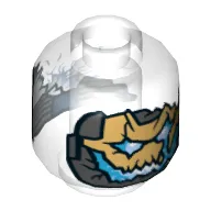 Minifig Head Ultron (MK1), Gold, Gray and Trans Light Blue Face Print