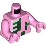 Torso Pixelated Green, Dark Green, and White Squares Print, Bright Pink Arms and Hands