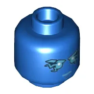 Minifig Head Jay, Dark Azure Eyebrows, Mouth, Eyes with Lightning Print [Hollow Stud]