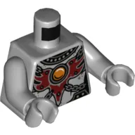 Torso Armor with Dark Red Chestplate with Orange Circle (CHI Orb) Print, Light Bluish Gray Arms and Hands