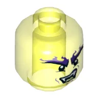 Minifig Head Ghost (Attila / Ming / Spyder / Hackler / Yokai / Cowler / Pyrrhus / Cyrus / Ghurka / Howla), Dark Purple Flame Markings above Scowling Black Eyebrows Print